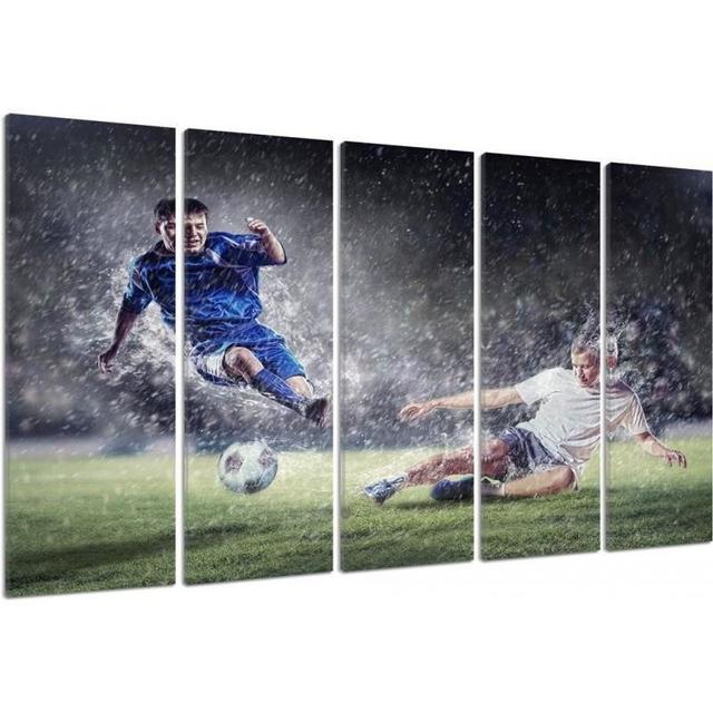 Players - Tackle - 5 Piece Wrapped Canvas Photograph Print Set Feeby Size: 100cm H x 200cm W on Productcaster.