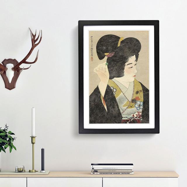 Woman Doing Her Hair by Ito Shinsui - Picture Frame Painting Print East Urban Home Frame Option: Black Framed, Size: 65cm H x 48cm W x 2cm D on Productcaster.