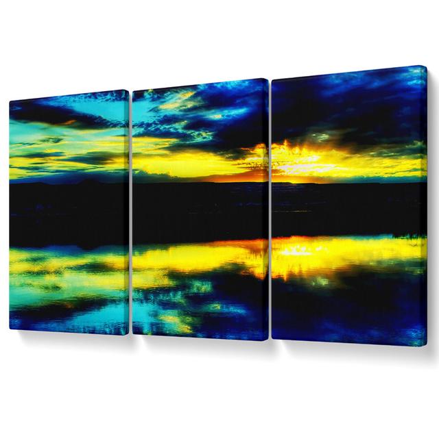 Lake Daybreak - 3 Piece Wrapped Canvas Graphic Art Rosalind Wheeler Size: 81.3cm H x 163cm W on Productcaster.