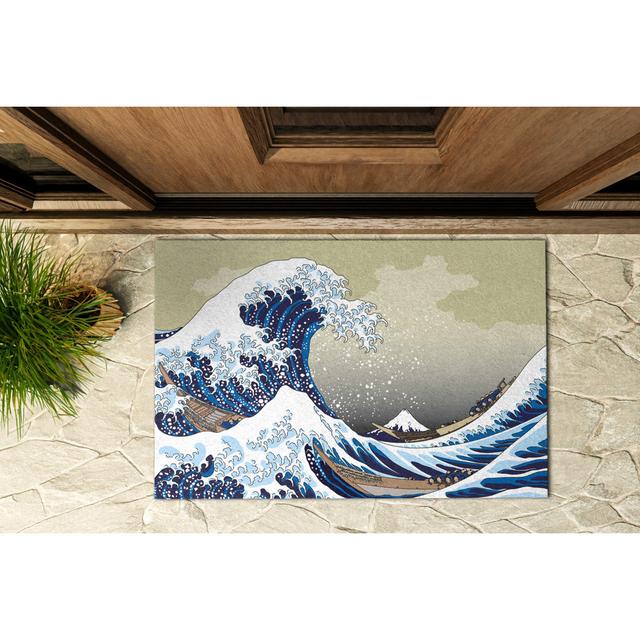 Tsunami Kanagawa 60 x 90 cm Antirutsch-Türmatte für draußen East Urban Home on Productcaster.