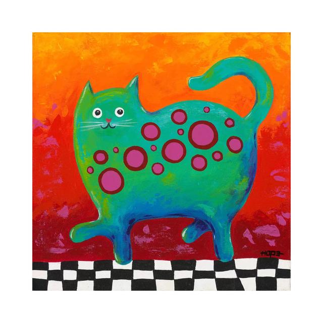 Funny Kitty by Yvonne Hope - Wrapped Canvas Painting Maturi Size: 30.48cm H x 30.48cm W x 1.905cm D on Productcaster.