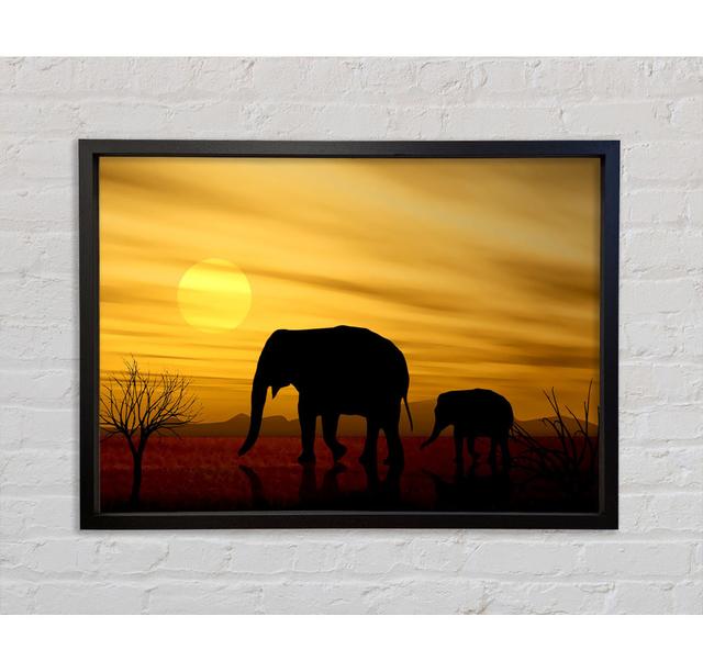 Elephant Safari Desert - Single Picture Frame Art Prints on Canvas Bright Star Size: 59.7cm H x 84.1cm W x 3.3cm D on Productcaster.