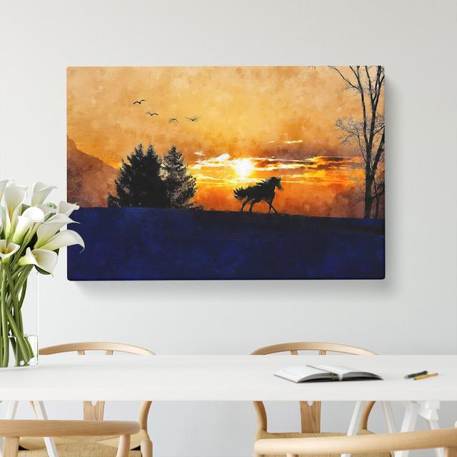 Wild Horse at Sunset Vol.2 - Wrapped Canvas Graphic Art East Urban Home Size: 40cm H x 60cm W x 3cm D on Productcaster.