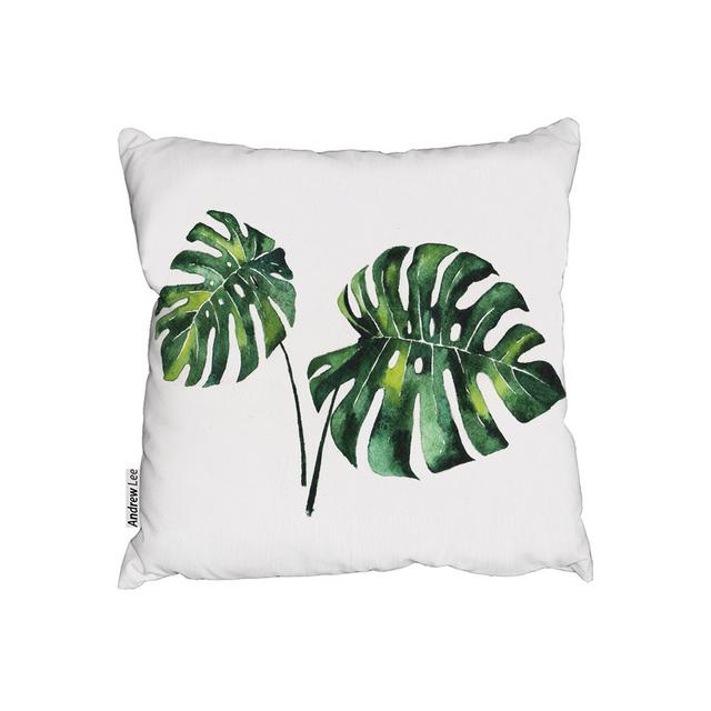 Twin Tropical Leaves Outdoor Cushion Andrew Lee Size: 60cm H x 60cm W x 7cm D on Productcaster.