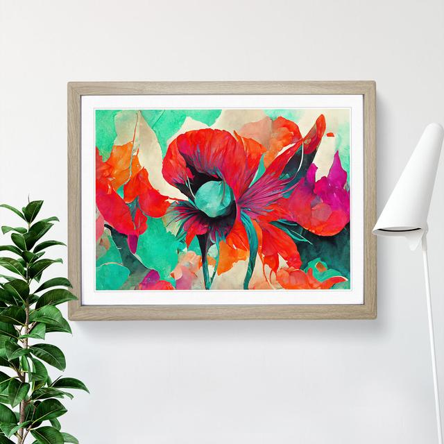 Abstract Floral Art Vol.3 - Picture Frame Painting Marlow Home Co. Size: 46cm H x 64cm W x 2cm D, Frame Colour: Oak on Productcaster.