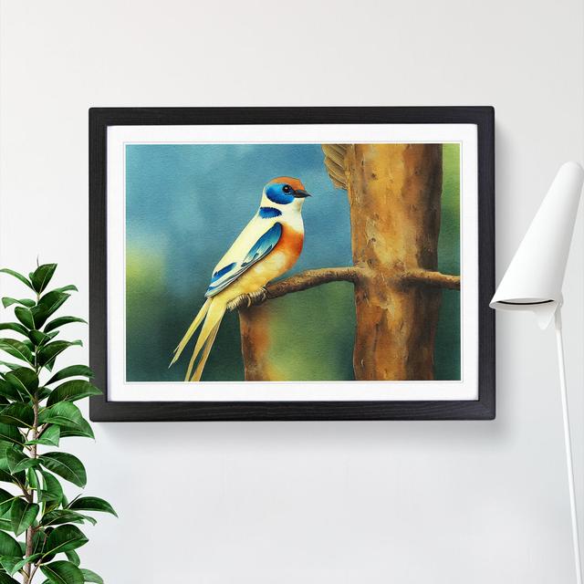 Watercolour Swallow Bird Vol.2 - Picture Frame Graphic Art Marlow Home Co. Size: 46cm H x 64cm W, Frame Colour: Black on Productcaster.