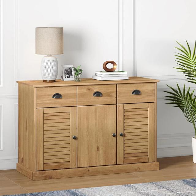 Sumler 113 Cm Wide 3 Drawer Pine Solid Wood Sideboard Brambly Cottage Colour: Brown on Productcaster.