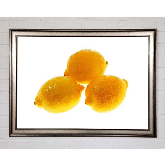 Trio Of Lemons Framed Print Ebern Designs Format: Gunmetal Framed Paper, Size: 84.1cm H x 118.9cm W x 1.5cm D on Productcaster.