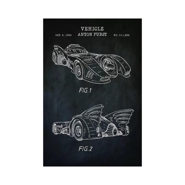 Batmobile, Black - Painting Print on Canvas Williston Forge Size: 101.6cm H x 66.04cm W x 1.91cm D, Format: Wrapped Canvas on Productcaster.