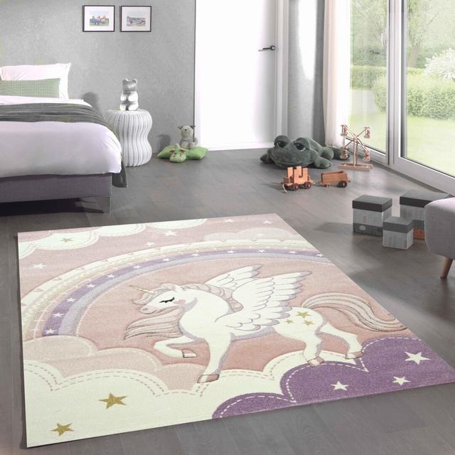 Collette Machine Woven Pink/Purple Rug Zoomie Kids Rug Size: Rectangular 200 x 290cm on Productcaster.