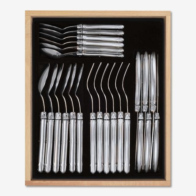 Ebern Designs Minie 24 Piece Stainless Steel Cutlery Set , Service for 6 (Set of 24) Ebern Designs Colour: Silver on Productcaster.