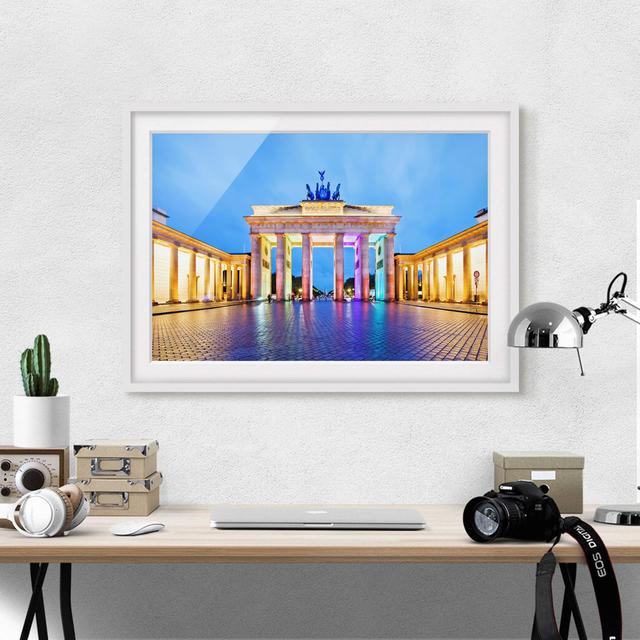 Illuminated Brandenburg Gate - Picture Frame Graphic Art Ebern Designs Frame Option: White Framed on Productcaster.