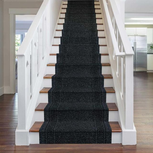 Schwarz Stair Looped Black Rug Bloomsbury Market Rug Size: Runner 66 x 810cm on Productcaster.