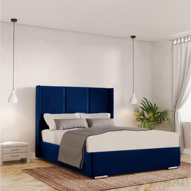 Claubert Bed Frame - Plush Velvet Ivy Bronx Size: 90 x 190 cm, Colour: Parliament on Productcaster.