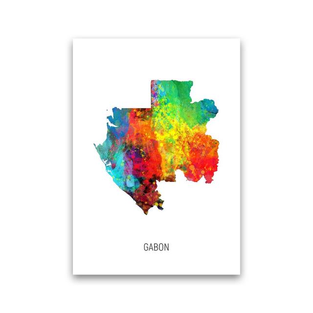 Gabon Watercolour Map by Michael Tompsett - Graphic Art Latitude Run Format: Unframed, Size: 59cm H x 42cm W x 1cm D on Productcaster.