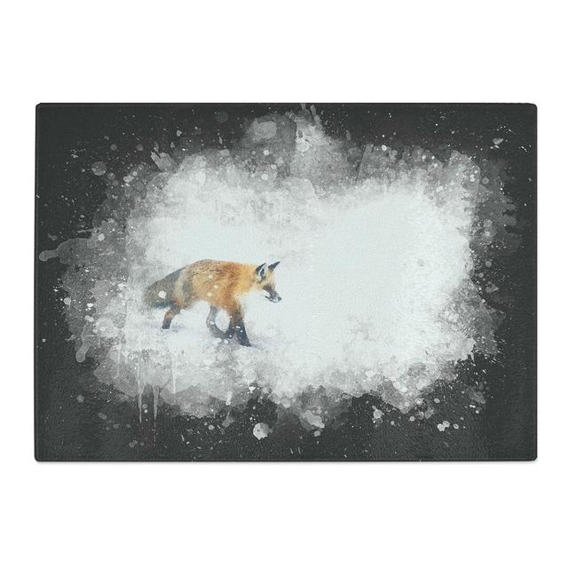 Tempered Glass a Fox Alone in the Winter Paint Splash Chopping Board East Urban Home Size: 20 cm x 28.5 cm on Productcaster.