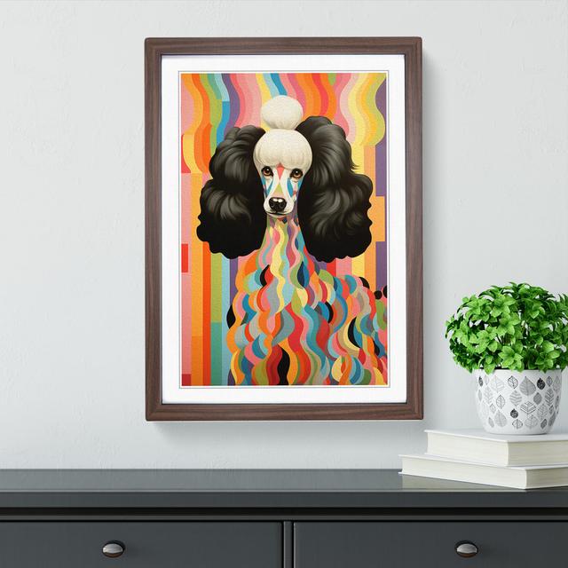 XYZ-FRM-V1223-5255 Poodle Art Deco - Single Picture Frame Print on Wood Big Box Art Size: 64cm H x 46cm W x 2cm D, Frame Colour: Walnut on Productcaster.