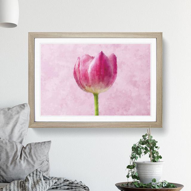 Perfectly Pink Tulip Flower - Single Picture Frame Print on MDF East Urban Home Size: 62cm H x 87cm W x 2cm D, Format: Oak on Productcaster.