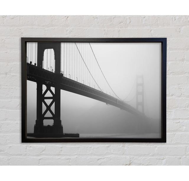 Golden Gate In Fog Framed Print Ebern Designs Size: 84.1cm H x 118.9cm W x 3.3cm D, Format: Light Grey Framed Canvas on Productcaster.