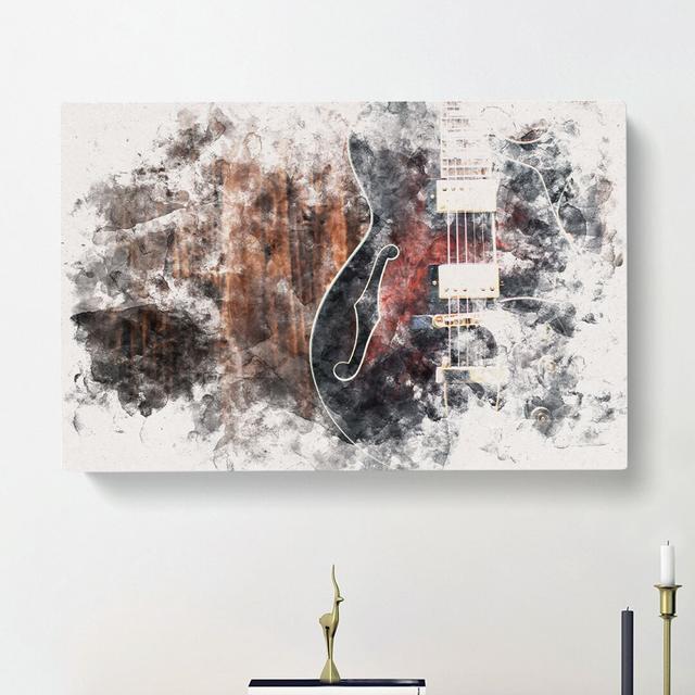 Wooden Electric Guitar - Wrapped Canvas Graphic Art Print East Urban Home Size: 60cm H x 91cm W x 3cm D on Productcaster.