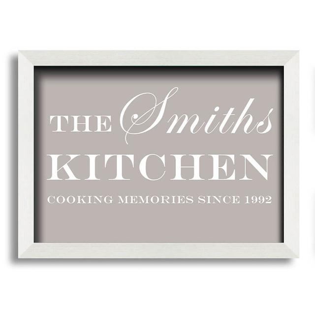 Kitchen Quote Your Family Name And Date Kitchen Wall Art Maturi Size: 42cm H x 59.7cm W x 10cm D, Colour: Beige on Productcaster.