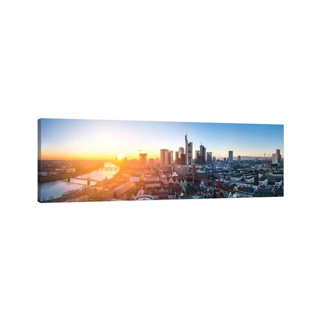 Frankfurt am Main Skyline Panorama at Sunset - Wrapped Canvas Panoramic Photograph Brayden Studio Size: 45.72cm H x 66.04cm Wx 3.81cm D on Productcaster.