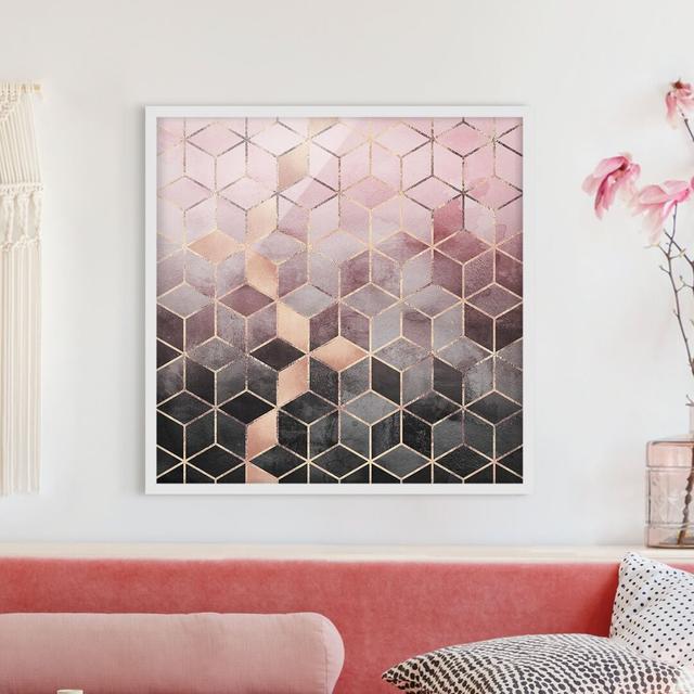 Pink Grey Golden Geometry - Single Picture Frame Print Fairmont Park Matte Colour: No Matte, Format: White, Size: 50cm H x 50cm W x 2cm D on Productcaster.