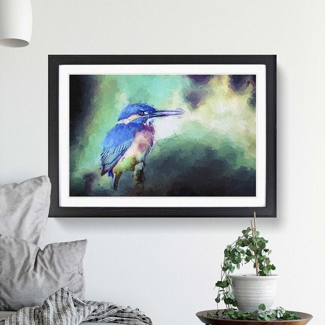 The Kingfisher Bird Looking West in Abstract - Picture Frame Painting Print East Urban Home Frame Option: Black Framed, Size: 48cm H x 65cm W x 2cm D on Productcaster.