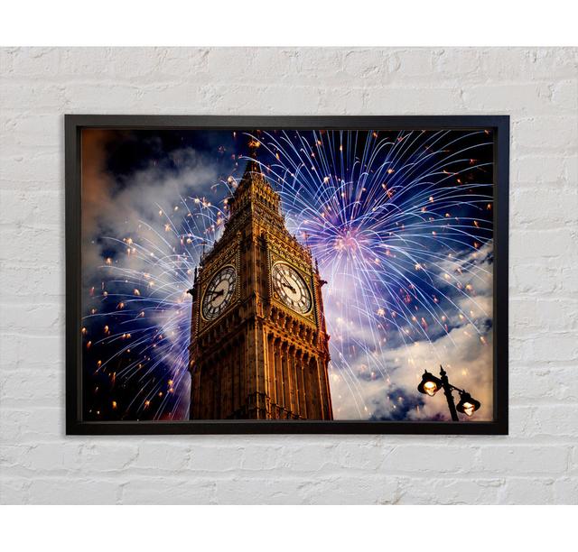 Big Ben On New Years - Einzelner Bilderrahmen Kunstdrucke auf Leinwand Bright Star Größe: 100 cm H x 141,4 cm B x 3,3 cm T on Productcaster.