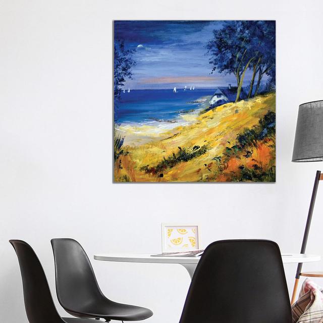 The Sea And Home by Katharina Schöttler - Wrapped Canvas Painting Breakwater Bay Size: 93.98cm H x 93.98cm W x 1.91cm D on Productcaster.