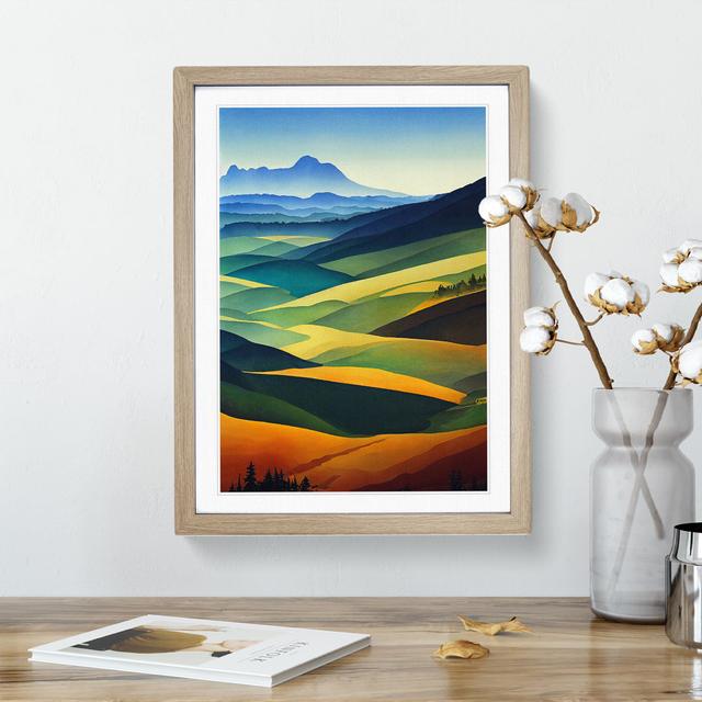 XV1022-5153X Watercolour Mountain Landscape No.3 - Single Picture Frame Painting Alpen Home Frame Colour: Oak, Size: 46cm H x 34cm W x 2cm D on Productcaster.