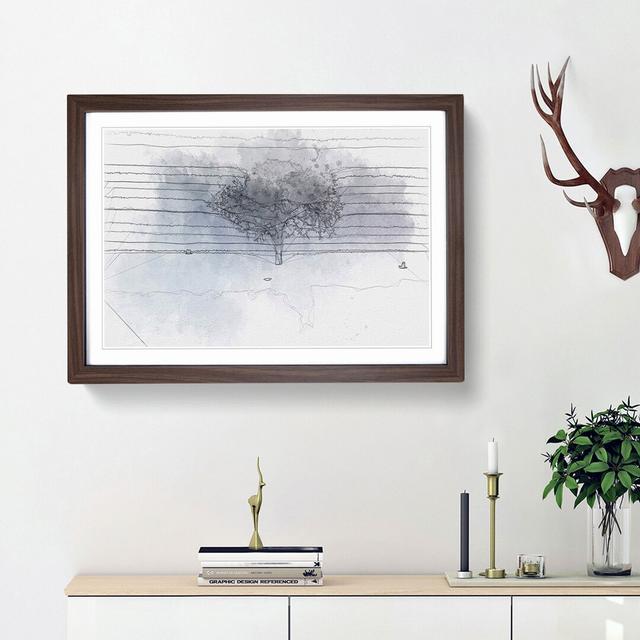 Birds Passing a Tree in Geneva in Abstract - Picture Frame Graphic Art Print East Urban Home Frame Option: Walnut Framed, Size: 36cm H x 48cm W x 2cm on Productcaster.