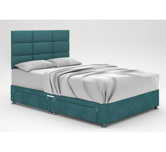 Zielke Divan Bed Base 17 Stories Storage Type: 2 Drawers Same Side, Size: Super King (6'), Colour: Teal on Productcaster.