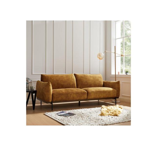 Kapteyn Sofa Latitude Run Upholstery Colour: Gold, Size: 86cm H x 224cm W x 89cm D on Productcaster.