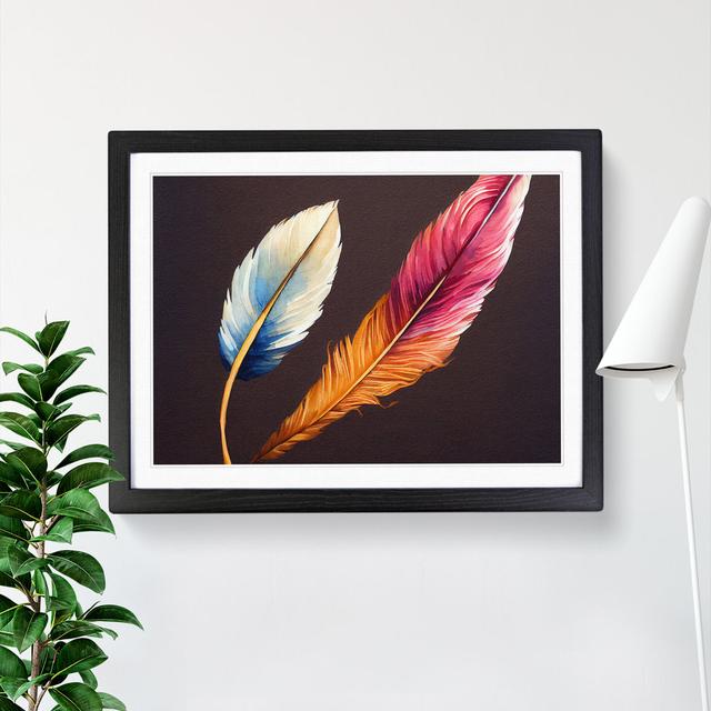 Tranquil Bird Feathers - Picture Frame Graphic Art Latitude Vive Size: 25cm H x 34cm W x 2cm D, Frame Colour: Black Framed on Productcaster.