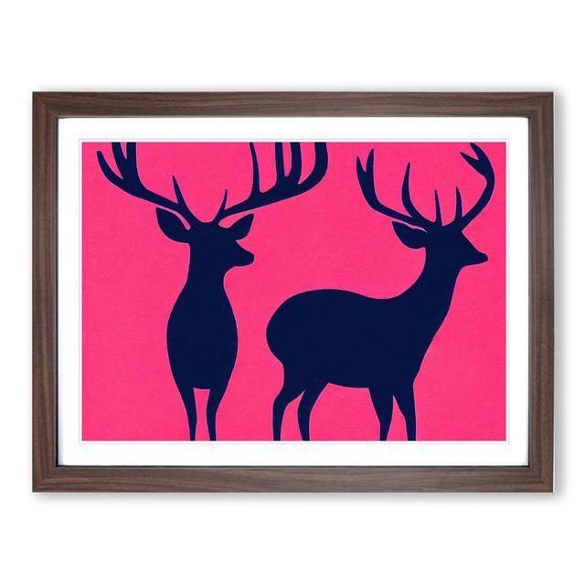 Striking Stags Abstract - Picture Frame Graphic Art Alpen Home Size: 25cm H x 34cm W x 2cm D, Frame Colour: Walnut on Productcaster.