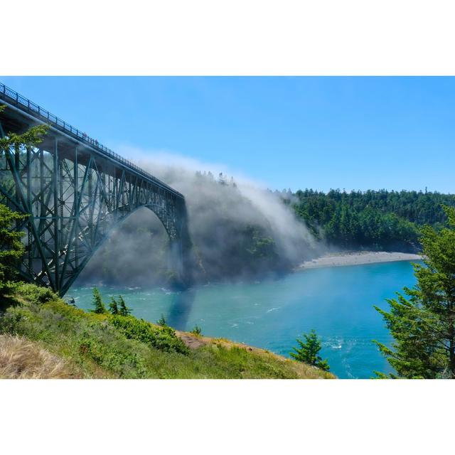 Scenic View Of Deception Pass Bridge In Fog. Union Rustic Size: 20cm H x 30cm W x 3.8cm D on Productcaster.