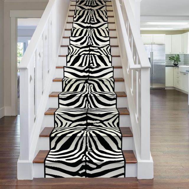 Stair Runner in Black with Animal Print Pattern for Outdoor Use by Bloomsbury Market, Rug Size: Runner 720cm x 70cm on Productcaster.