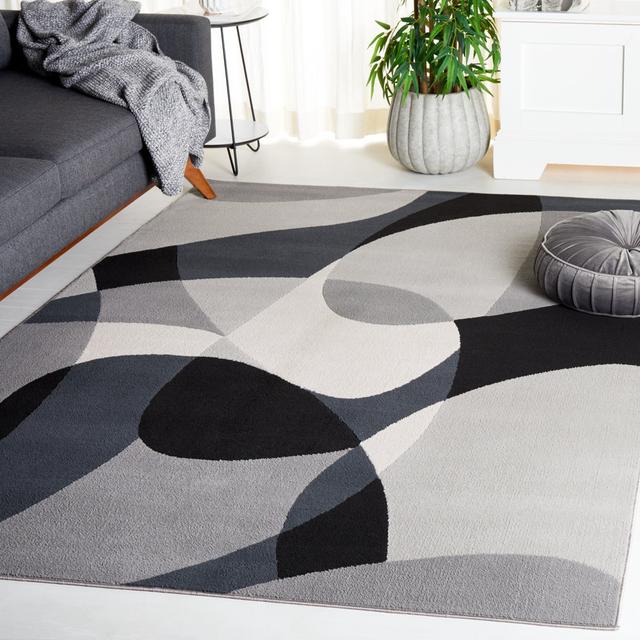 Aldegundo Machine Woven Polyester Grey/Black/Ivory Rug Blue Elephant Rug Size: Rectangle 160 x 229cm on Productcaster.