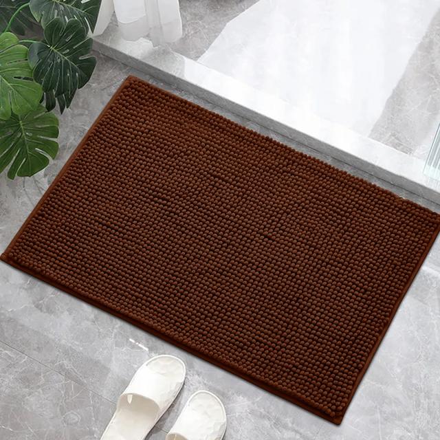 Neveaha Super Soft Absorbent Chenille Bath Mat 17 Stories Colour: Brown, Size: 40 W x 60 L on Productcaster.