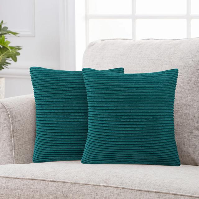 Striped Square Scatter Cushion Cover (Set of 2) 17 Stories Colour: Dark Green on Productcaster.