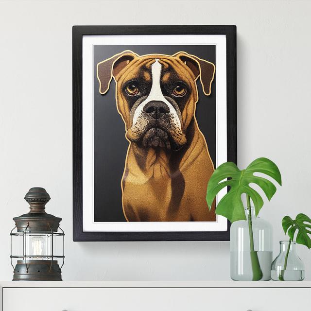 Boxer Dog Gold Leaf Vol.2 - Single Picture Frame Graphic Art Marlow Home Co. Format: Walnut Framed, Size: 34cm H x 25cm W on Productcaster.