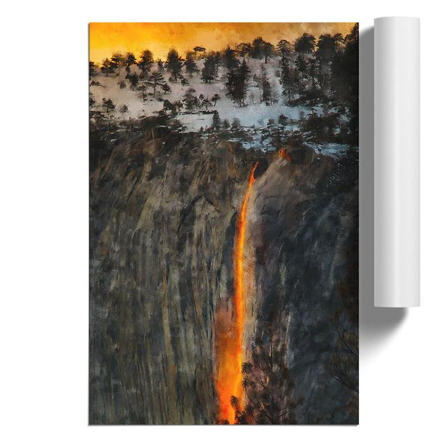 Lava Red Waterfall in Yosemite - Unframed Graphic Art East Urban Home Size: 30cm H x 21cm W x 0.1cm D on Productcaster.