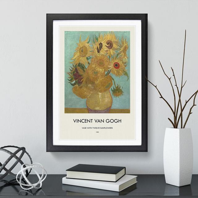 Vase With Twelve Sunflowers by Vincent Van Gogh - Picture Frame Art Prints East Urban Home Frame Option: Black, Size: 48cm H x 36cm W x 2cm D on Productcaster.