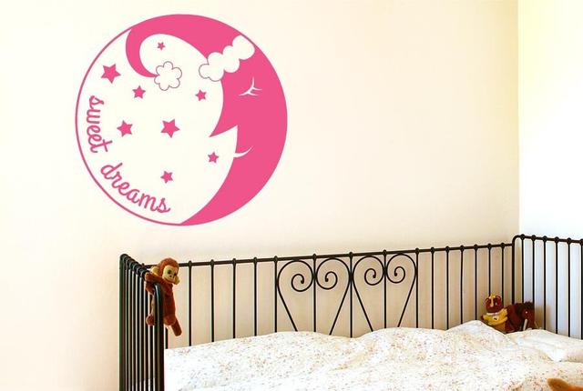 Sweet Dreams Sleeping Moon Wall Sticker East Urban Home Colour: Shiny Silver on Productcaster.