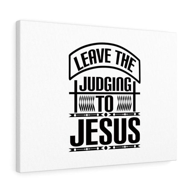 Leave the Judging to Jesus - Wrapped Canvas Typography Blue Elephant Size: 28cm H x 36cm W on Productcaster.