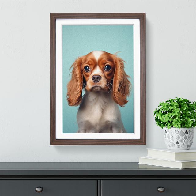 Cavalier King Charles Spaniel Minimalism No.3 - Single Picture Frame Art Prints on Wood Marlow Home Co. Size: 64cm H x 46cm W x 2cm D, Format: Walnut on Productcaster.