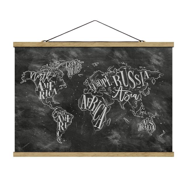 Grafikdruck Chalk World Map Williston Forge Größe: 53,5 cm H x 80 cm B x 0,3 cm T on Productcaster.