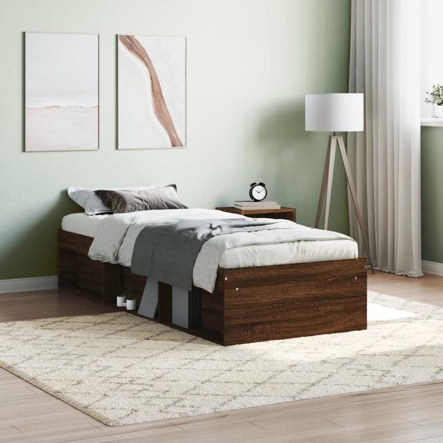 Afriani Platform Bed Latitude Run Size: Small Single (2'6), Colour: Brown Oak on Productcaster.