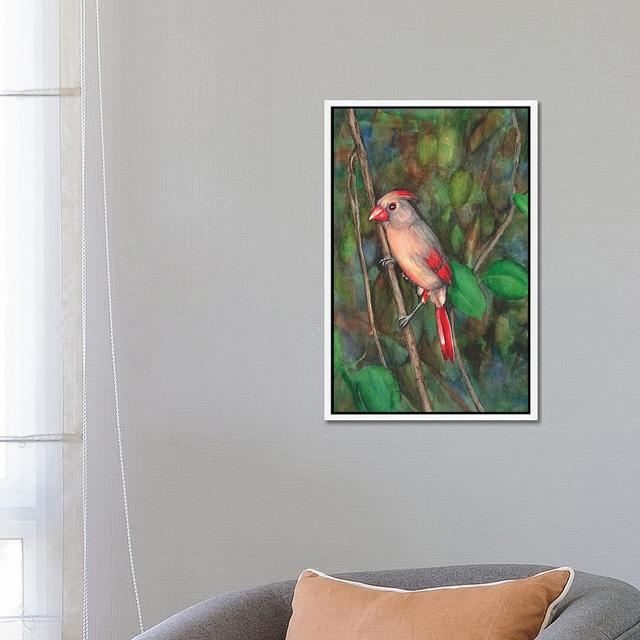 Mrs Cardinal by Christine Reichow - Print on Canvas Ebern Designs Size: 66.04cm H x 45.72cm W x 3.81cm D, Format: White Framed on Productcaster.